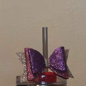 Handmade Layered Glittered Bow Straw Topper